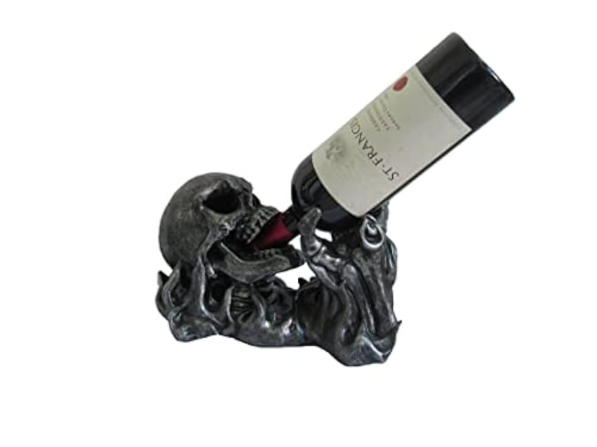 DWK Gargle of Wine Skeleton Skull in Flames Decorative Wine Bottle Holder Kitchen