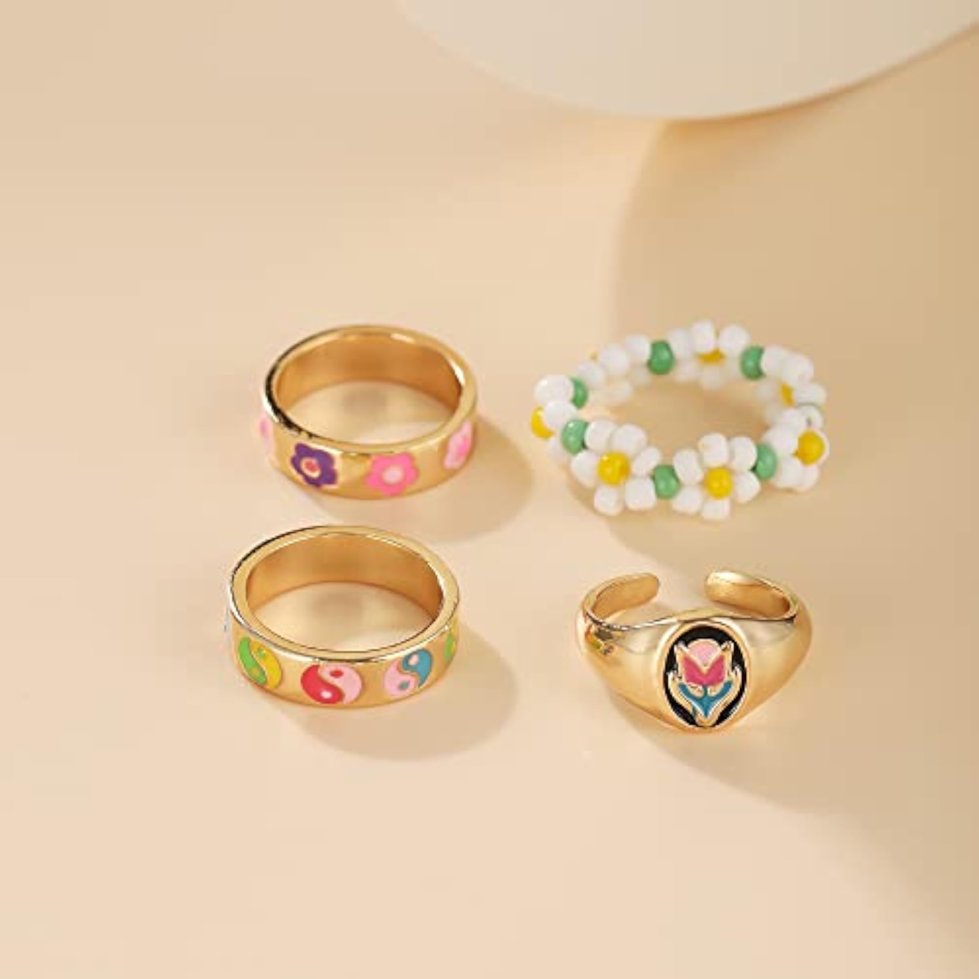 Metal Chunky Finger Ring Set