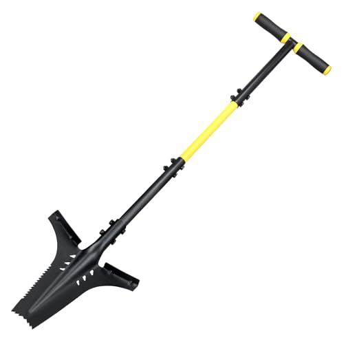 Jardineer Root Shovel Heavy Duty Garden Shovel with Serrated Edge and V-Cut Tip 44.5 Digging Shovel for Gardening Camping and Trenching Ergonomic T-Handle Metal Shovel for Roots and Hard Soil