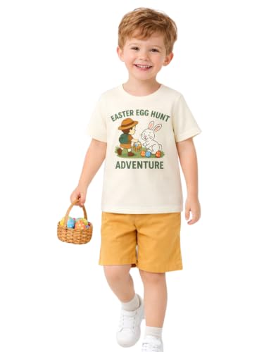 Image of HILEELANG Toddler Boy Summer Outfit Set 2 Piece Short Sleeve T Shirt and Short Soft Breathable Cotton Clothing Sets 2-7T