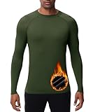 HUGE SPORTS Maglia Termiche da Uomo Invernale Biancheria Intimo Termica a Maniche Lunghe Asciugatura Rapida Corsa Ciclismo Verde XL