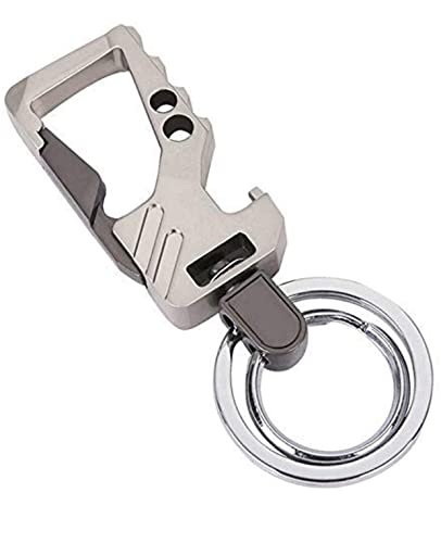 Kolossalz Double Ring Hook Keychain for car & Bike || Man & Boys Keyring (Grey)
