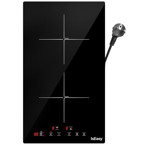 IsEasy Placa de Inducción 2 Zonas, 9 Niveles de Potencia, Temporizador de 1-99 Min, Función Boost,...