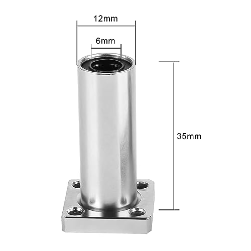 Niooliuk LMK6LUUU Pack Of 2) Lmkl6Uu Extra Long Square Flange Linear Ball Bearings Double Side Rubber Sealed thumb #4