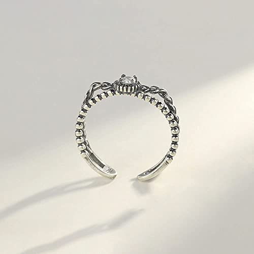 Bague double rang tressée en argent S925 rétro style vintage chic