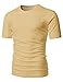 H2H Men Very Soft to The Touch Cotton Blended Comfortable Crew Neck T Shirt BUTTER US M/Asia L (CMTTS0198)