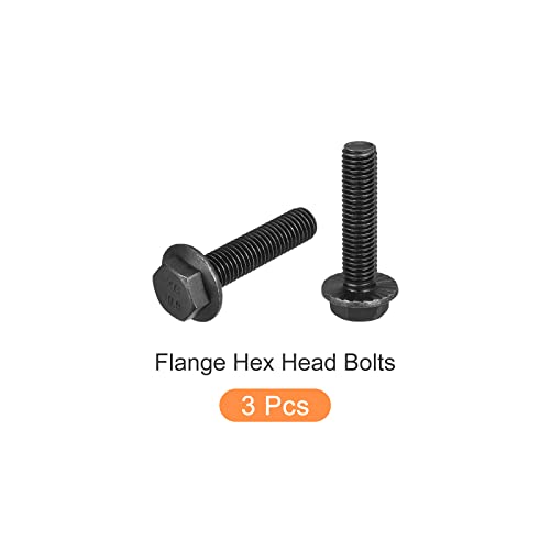 Image of METALLIXITY Flanged Hex Head Bolts (M12x50mm) 3pcs, Hexagon Serrated Flange Bolt Fully Thread Screw - for House Construction Hardware Fasteners