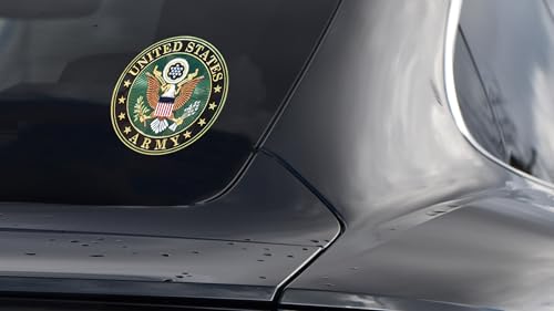 Image of Elektroplate US Army Crest Premium Embossed Car Decal 3.25 inch | Officially Licensed, Weatherproof Automotive Grade 3D Metallic Sticker for Water Bottle, Laptop & More; Made in the USA