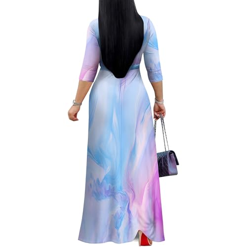 Image of PinkPatty Women's Plus Size Maxi Dress 3 /4 Sleeves Casual Flowy Long Dress for Vacation with Pockets