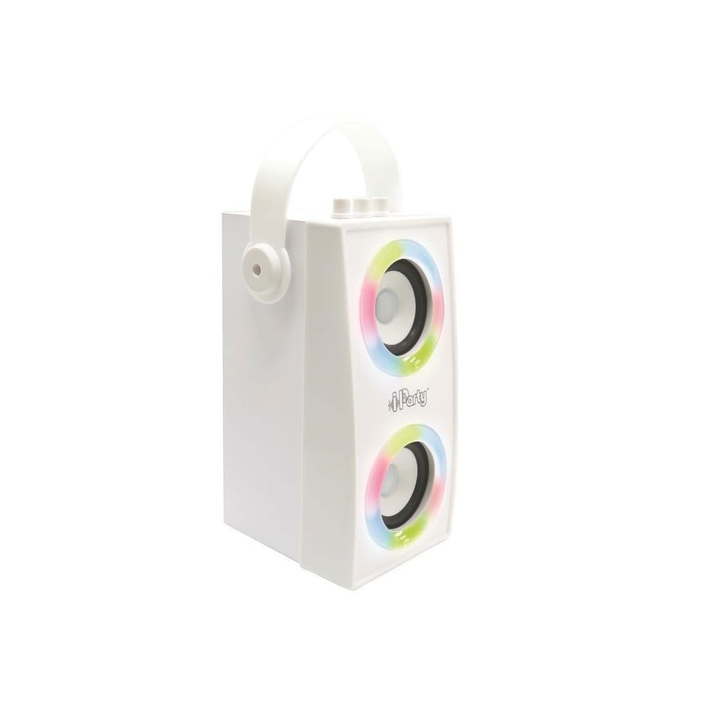 IParty BTP180Z - Altavoz de luz Bluetooth portátil con micrófono, efectos de luz, karaoke, inalámbrico, USB, tarjeta SD, batería recargable, blanco, BTP180Z 5