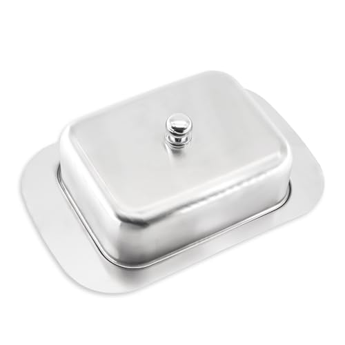 alwaiiz Burriera in acciaio inox, burriera con coperchio per 250 g di burro, adatta per la cucina casalinga e ristoranti, argento
