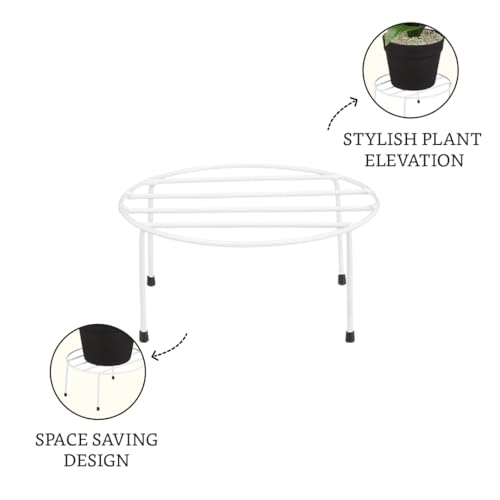 Image of Amazon Brand - Solimo Metal Flower Pot Stand (White, Set of 10, Round) | Gamla Stand for Home | Plant Stand for Balcony | Premium Flower Pot Stand | Plant Stand for Living Room