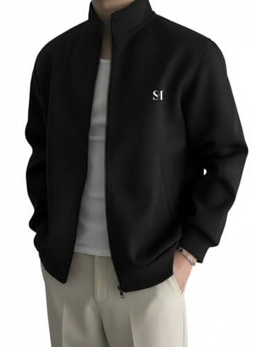 Image of SMOWKLY Men's Winter Bomber Jacket | Premium Solid Casual Jacket for Men | High Neck Zip-Up Jacket | Full Sleeve Warm Winter Wear | Stylish Regular Fit Lightweight Windproof Outerwear with Pockets