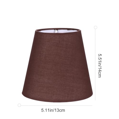 HOMSFOU 2Pcs Cloth Lampshades 5.51In E14 Fit Fabric Lamp Covers for Chandelier Wall and Ceiling Lights Brown Linen Lamp Shade Accessories for Bedroom and Living Room - Image 3