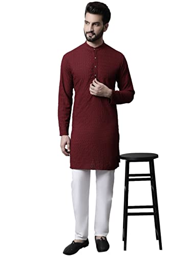 Image of Jompers Men's Regular Fit Cotton Embroidered Kurta Set