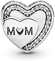 Pandora Moments Women's Sterling Silver Sparkling Mum Heart Cubic Zirconia Bracelet Charm