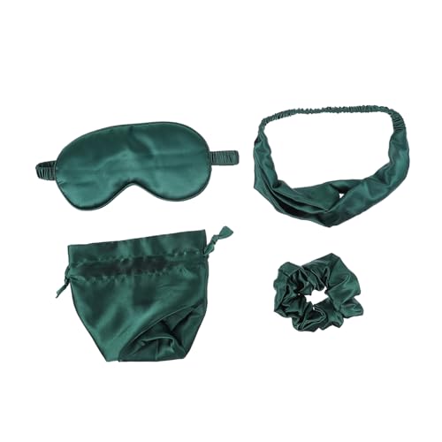 minkissy 1 セット アイマスクセット 睡眠ゴムシュシュ カーリングカチューシャ sleeping mask sleep mask 睡眠目隠し メイクヘッド ファブリック Green