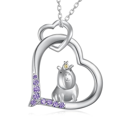 Capybara Necklace 925 Sterling Silver Capybara Pendant Necklace Animal Jewelry Gift for Women