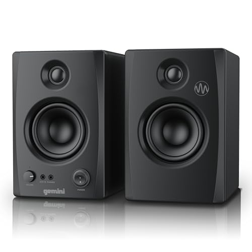 Gemini Sound SMX-3BT 100W Bluetooth Bookshelf Studio Monitor Speakers, Active/Passive Pair for PC, Turntables, Desktop, RCA/3.5mm Aux Input, Wood Cabinet, EQ Control, Perfect for Home Studio and DJs