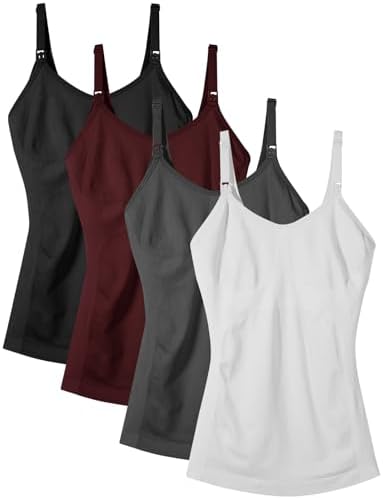 Women's Maternity Nursing Tank Tops with Built in Bra for Breastf...