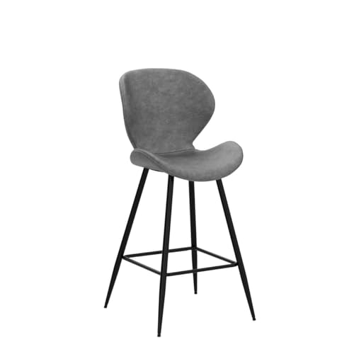 Conjunto de 2 Butacos KithKasa Altura de Barra con Respaldo, Estilo Moderno de Medio Siglo, Cuero PU Gris, 26" Taburetes para Isla de Cocina con Patas de Metal miniatura 4