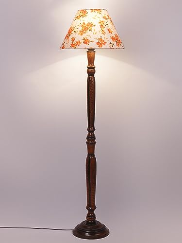 Image of Devansh Multicolor Cotton Conical Wooden Floor lamp -29