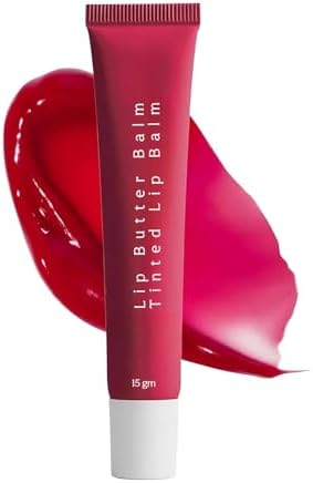 Tinted Lip Butter Balm - Conditioning Vegan Lip Balm for Instant Moisture, Shine & Hydration - Sheer, Soothing Skincare (Cherry), 30 Grams