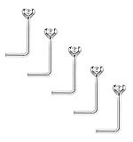 Paquete de 5 piercings en forma de L para nariz, con cristales transparentes y pequeños de 1,2 mm. NOTA: Estos piercings son muy pequeños, revisa con una regla si no estás seguro de cuan pequeño es 1,2 mm, los cristales miden solo 1 mm.