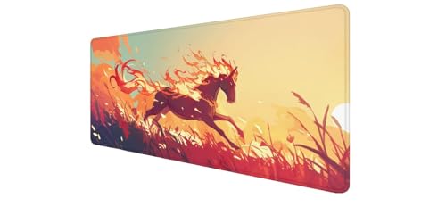 Grand tapis de souris de qualité avec bords cousus motif cheval D1-872