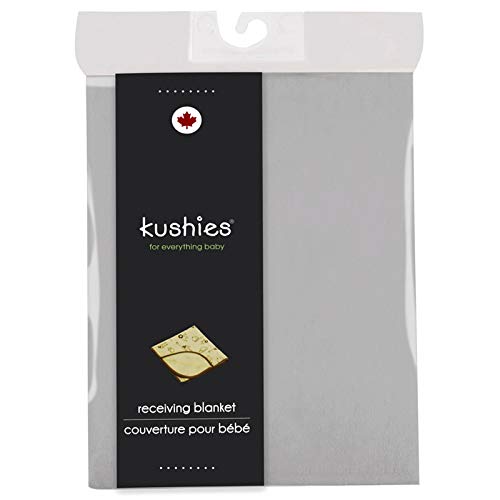 Kushies Flannel Receiving Blanket - 30x30 Inch Square For Swaddling, Solid Grey