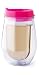 Bev2Go Double Wall Insulated 10 oz Acrylic Tumbler Stemless Wine Glass with Lid (Pink)