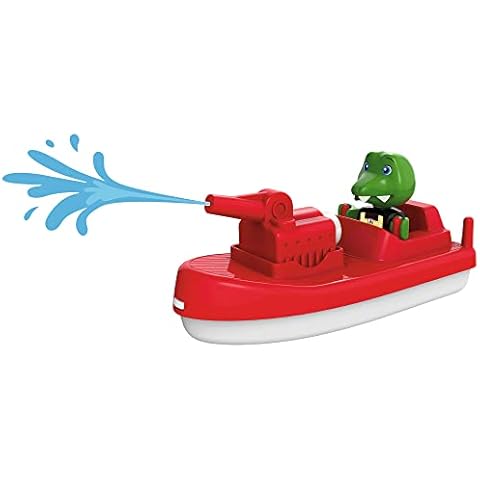 AquaPlay - FireBoat - Accessories waterways or for the bath, fire brigade boat with Sven the crocodile, water spray function, for children aged 3 and over Cover