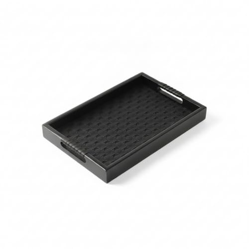 Bandeja rectangular de almacenamiento decorativo negro Qianly pequeño con bordes altos 2