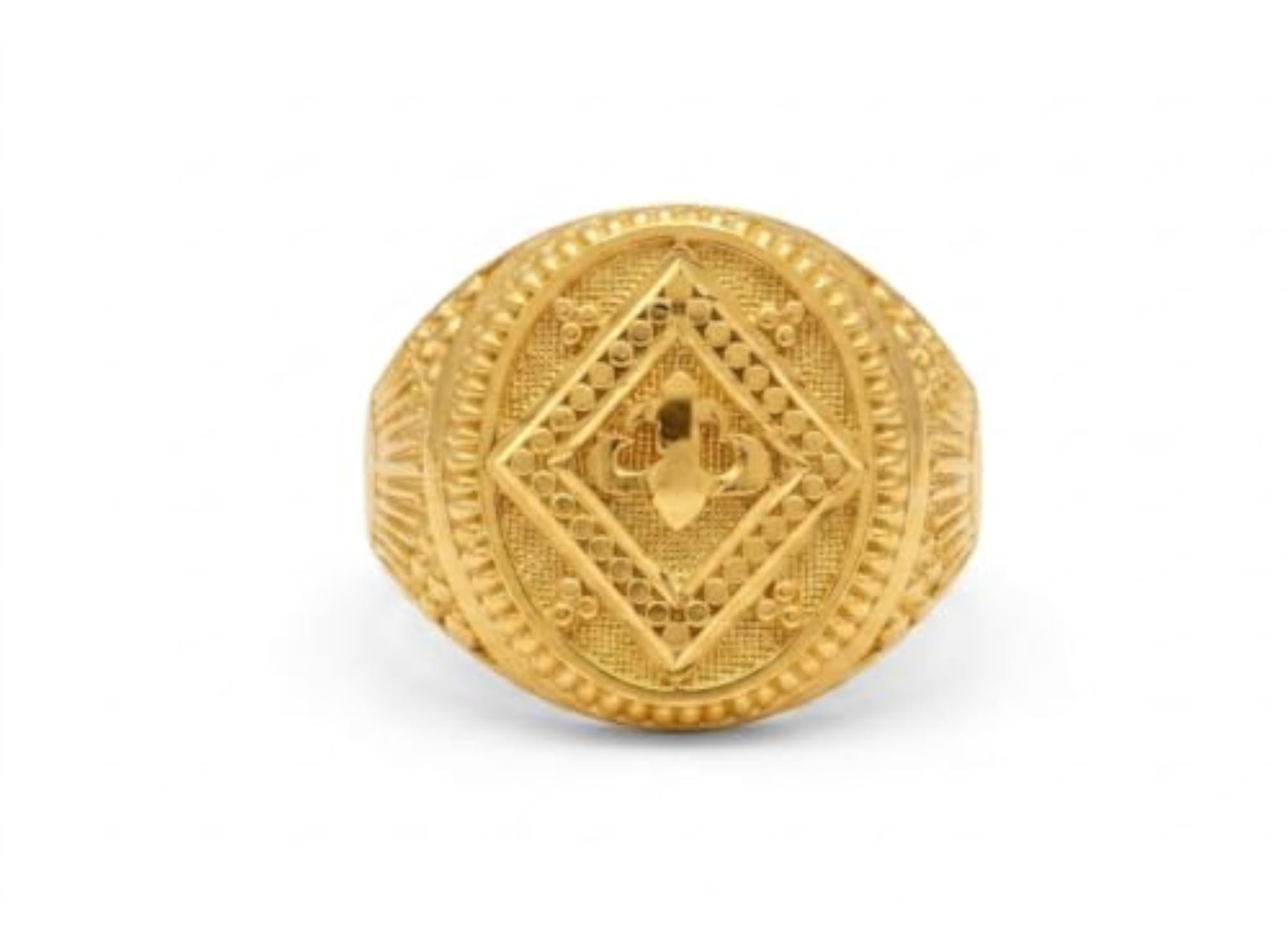 Gold Plated Geometric Pattern Adjustable Ring for Men
