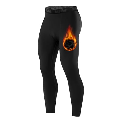 Runhit Men's Thermal Compression Pants Fleece Lined Sports Tights Athletic Leggings Base Layer Bottoms Cold Weather Gear Black L