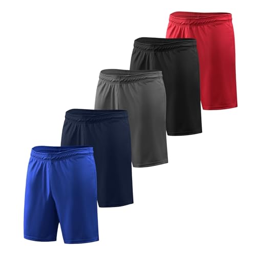 5 Pack Men's Athletic Shorts-Lightweight Workout Shorts for Gym, Training & Outdoor