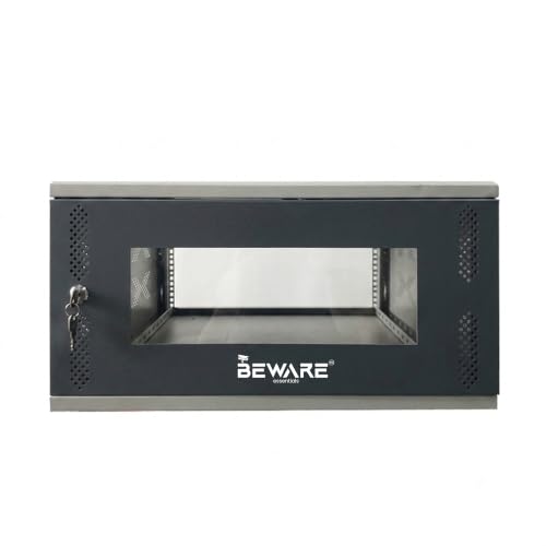 Image of BEWARE 4U Wall Mount CCTV Rack Cabinet | 19 Inch Iron Network Rack for DVR, NVR, Router & Switch | Lockable Door | Ventilated Rack Enclosure