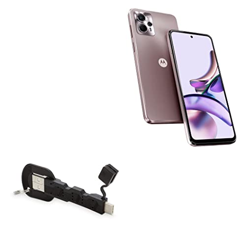 BoxWave Cable Compatible with Motorola Moto G13 - USB Type-C Keychain Charger, Key Ring USB Type-C to Type-A 8 in USB Cable - Jet Black