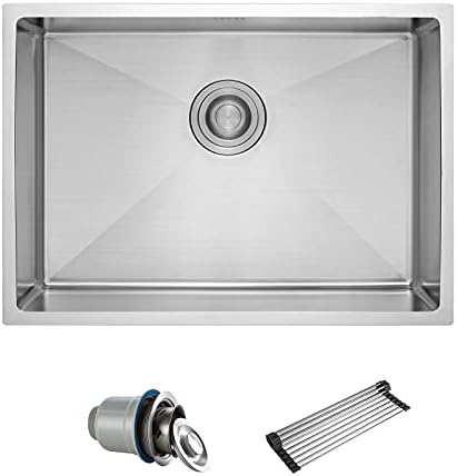 Gaomasck Kitchen Sink, 22 x 16.5 inch Undermount Kitchen Sink Single Bowl 16 Gauge Stainless Steel Sink, High-end Handmade for Kitchen Sink, Bar Sink or Outdoor Sink