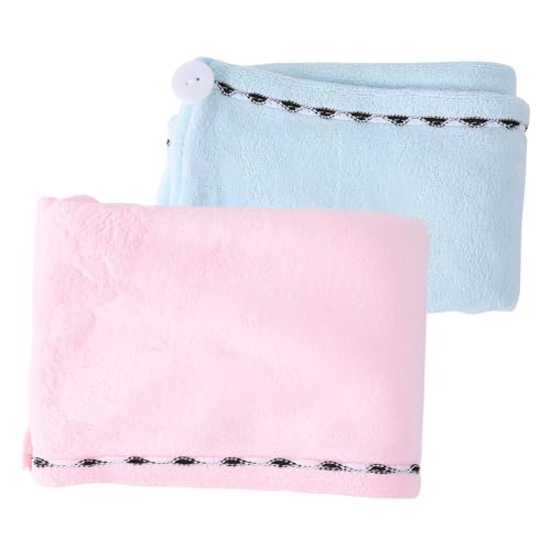 ABOOFAN 2 Piezas Toallas Secado Rápido Microfibra para Cabello Gorros Absorbentes Rosa y Azul Turbantes Suaves para Mujer Secado Baño Yoga y Viaje