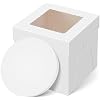 Kootek Cake Box with Board Drum, 8x8x8 Inches Tall Bakery Box with Window, Disposable Cake Container with Lid for Cake, Treat Cookie Dessert, Pastry, Birthday Party, Weddings