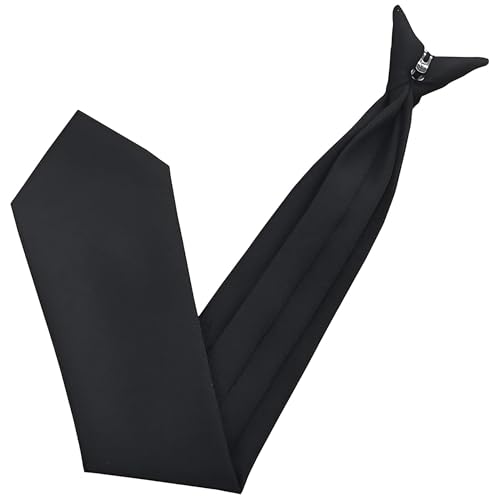 WedDecor Black Pre-Tied Clip-On Tie For Men Adjustable Polyester