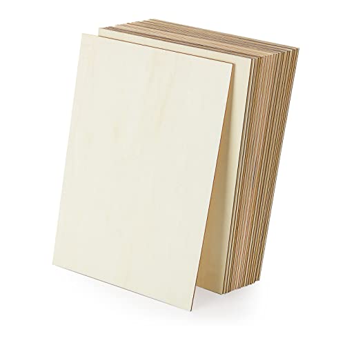 GOYADA Lot de 24 Plaque Bois Contreplaqué, Feuilles de Bois, Plaque en Bois Brut Non Finie, Feuille de Bois Rectangulaire Vierge pour Bricolage, Bois à Décorer, Modèle, l'artisanat - 300 x 200 x 2.3MM Cover