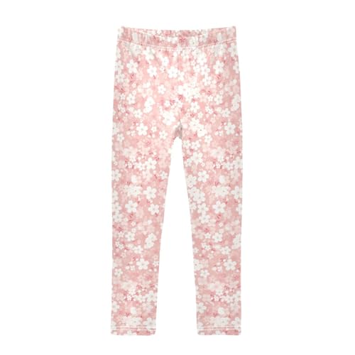 Cherry Blossoms Kids Baby Girls Active Leggings Soft High Waisted Leg Yoga Pants Exercise