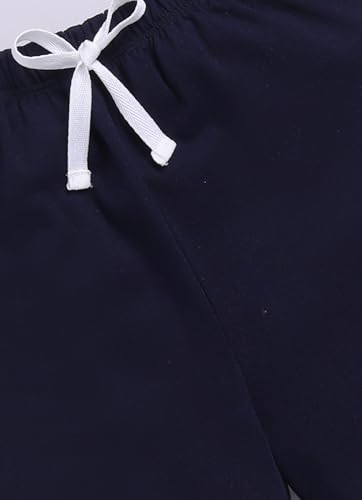 Image of LITTLE NINJA Cotton Half Sleeves Beach Theme Printed Tee & Coordinating Shorts Set - White & Navy