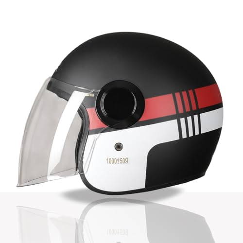 Image of TVS Silk Route Helmet for Men & Women | Vintage Open Face Helmet with Clear Visor | ISI & DOT Certified | ABS Shell | EPS Liner | Retro Stylish for City & Highway Riding
