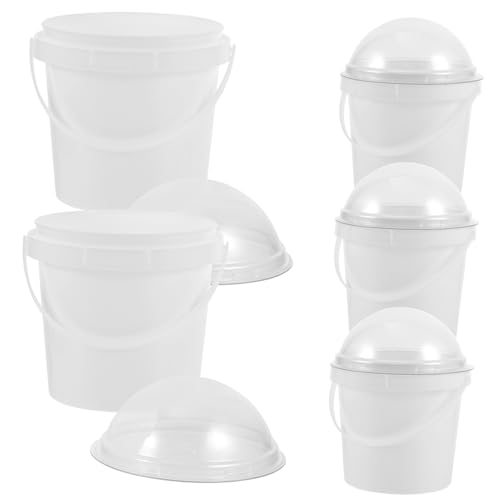 GLEAVI 5Pcs Popcorn Buckets with Dome Lids Snack Bowls for Indoor Outdoor Use Containers with Smooth Handles for Home Cinema and Parties