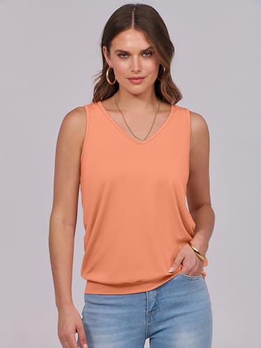 Image of ANRABESS Women Tank Tops Summer V Neck Sleeveless Casual Loose Fit Cute Cami Basic T Shirts Solid Tees 2026 Trendy Outfits