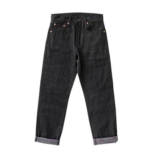 Men’S Vintage Slim Fit Sanforized Selvedge Denim Full Length Jeans Zipper Fly Midweight Daily Wear Rivet Detail2