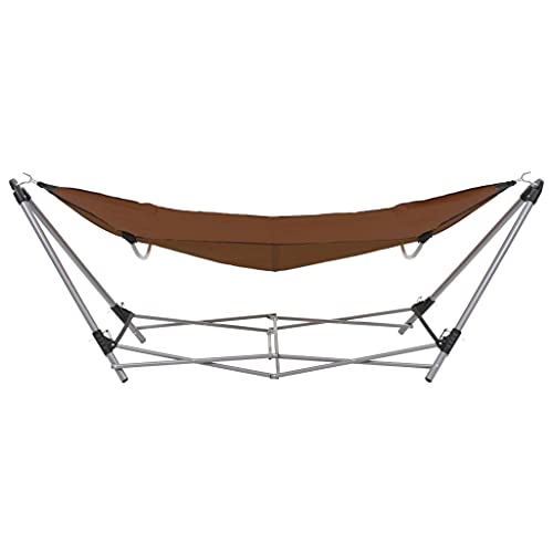 Hamaca con soporte plegable marrón para descansar sin árboles 4